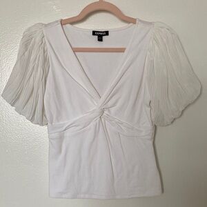 Express Women's White Twist Front Cotton Blouse